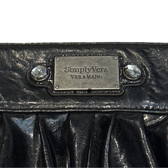 SIMPLY VERA VANG WANG cute black vegan leather mini crossbody bag w/gems, NWOT. - Picture 4 of 9